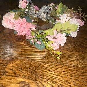 Flower Crown with Pink and Green Accents